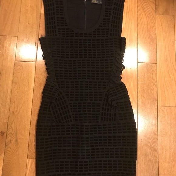 Black minidress with side mesh panels. Fitted/ stretch size small - Picture 5 of 5